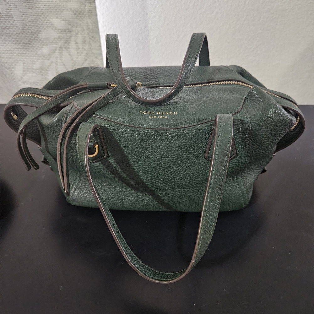 Tory Burch Green Satchel Leather Bag